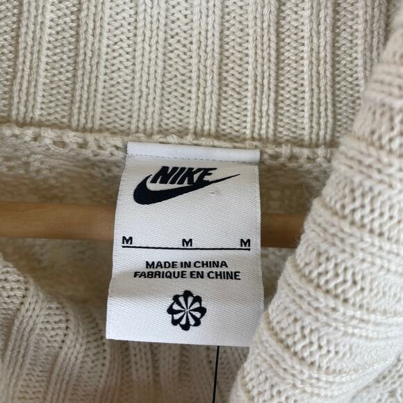 Nike Cable Knit Turtleneck Sweater Ivory Cream White FB7770-072 Men's Size M - Picture 5 of 10